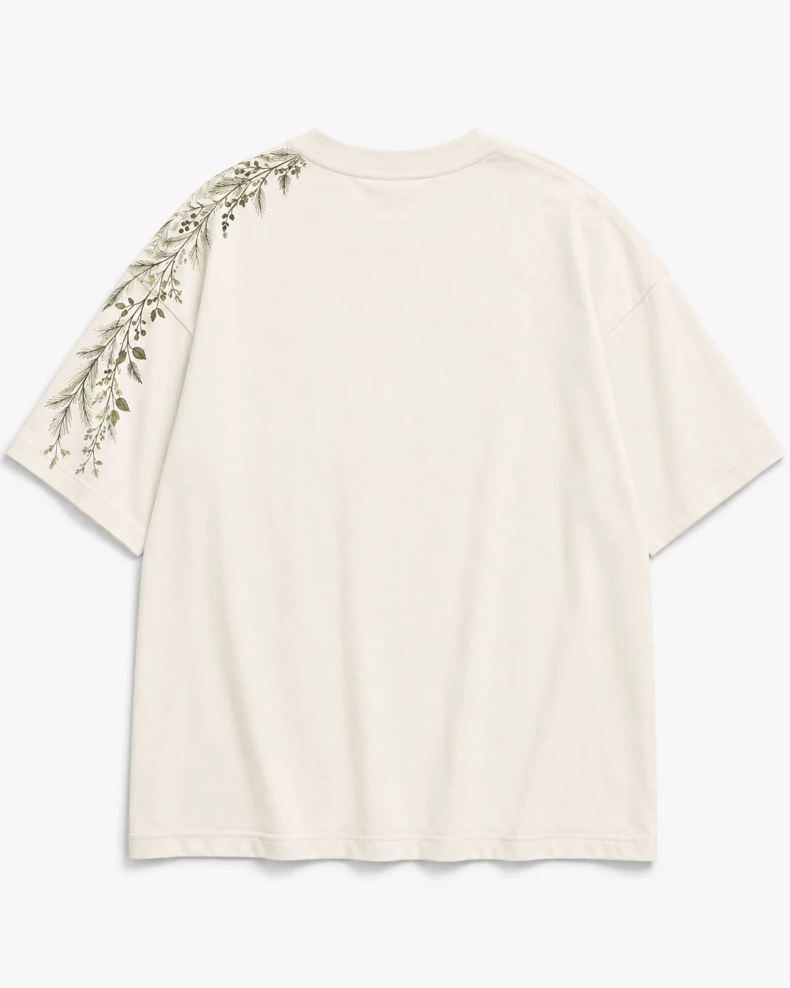 Botanical Ivory cotton round-neck T-shirt back view