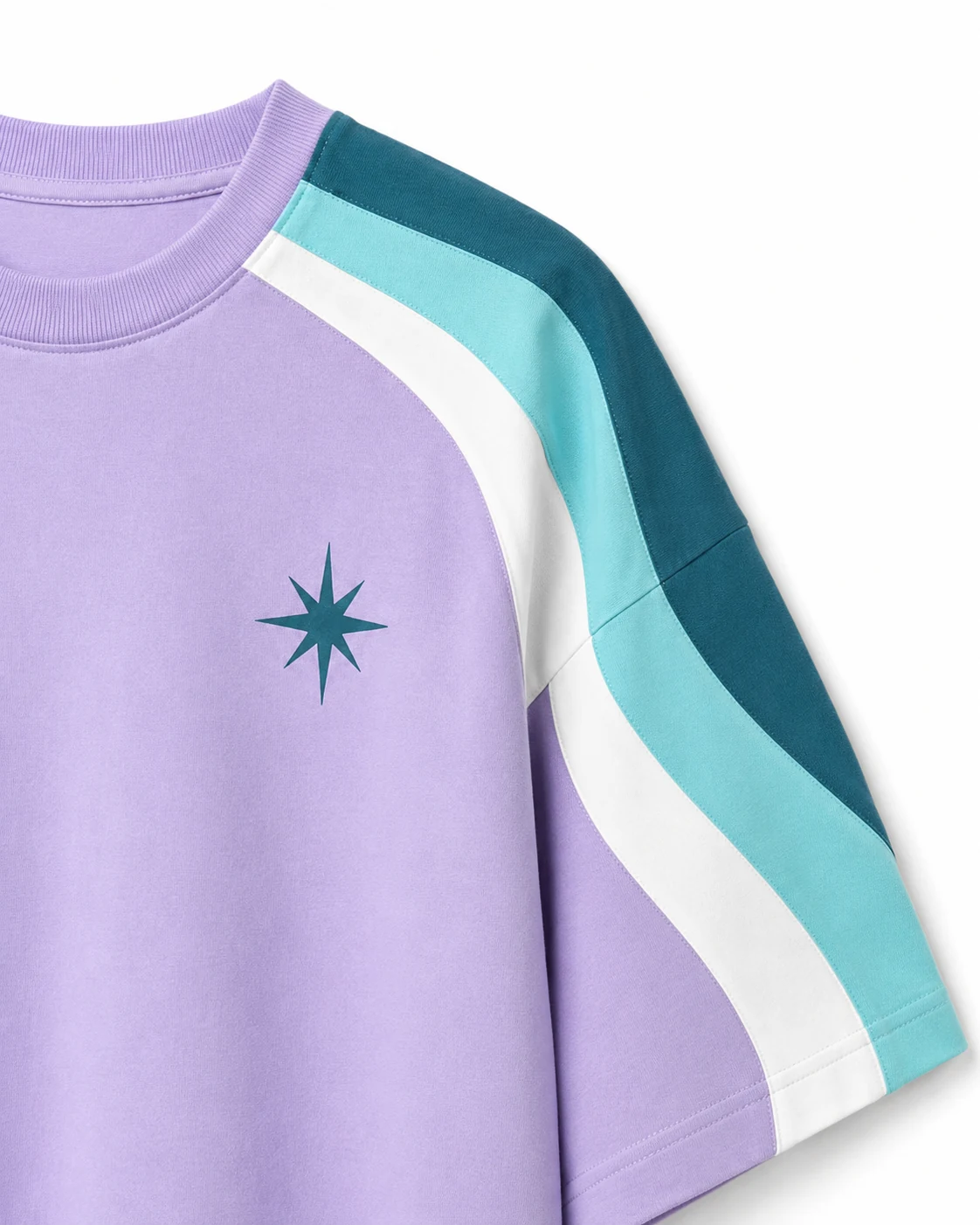 Lavender Wave cotton colour-block T-shirt side view