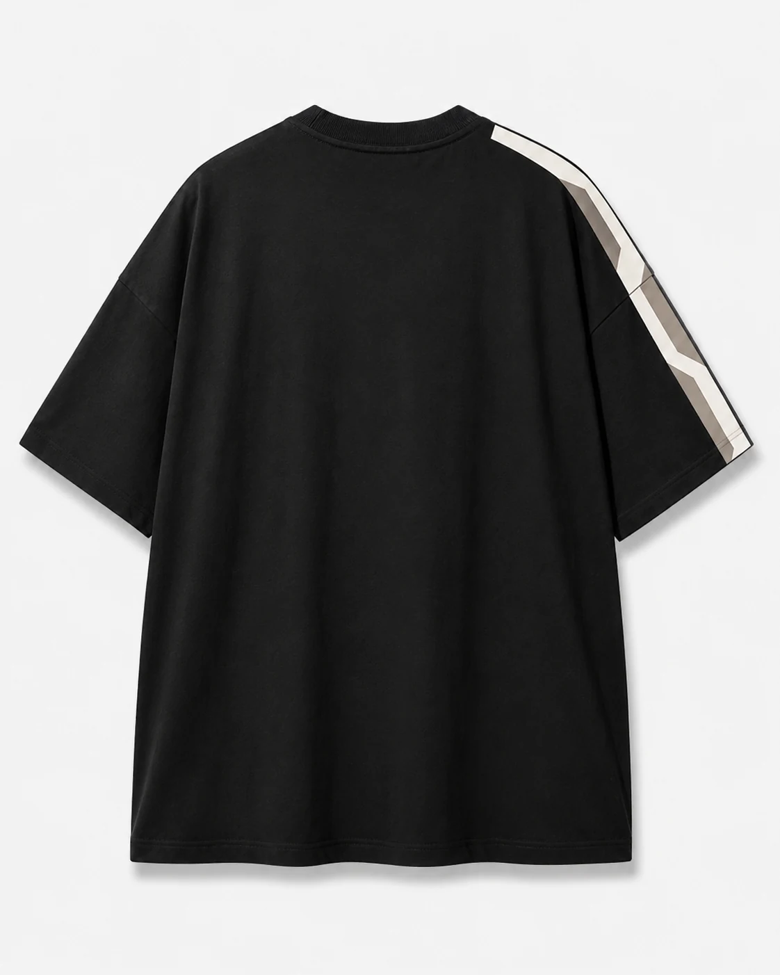 Onyx Stripe black round-neck T-shirt back view