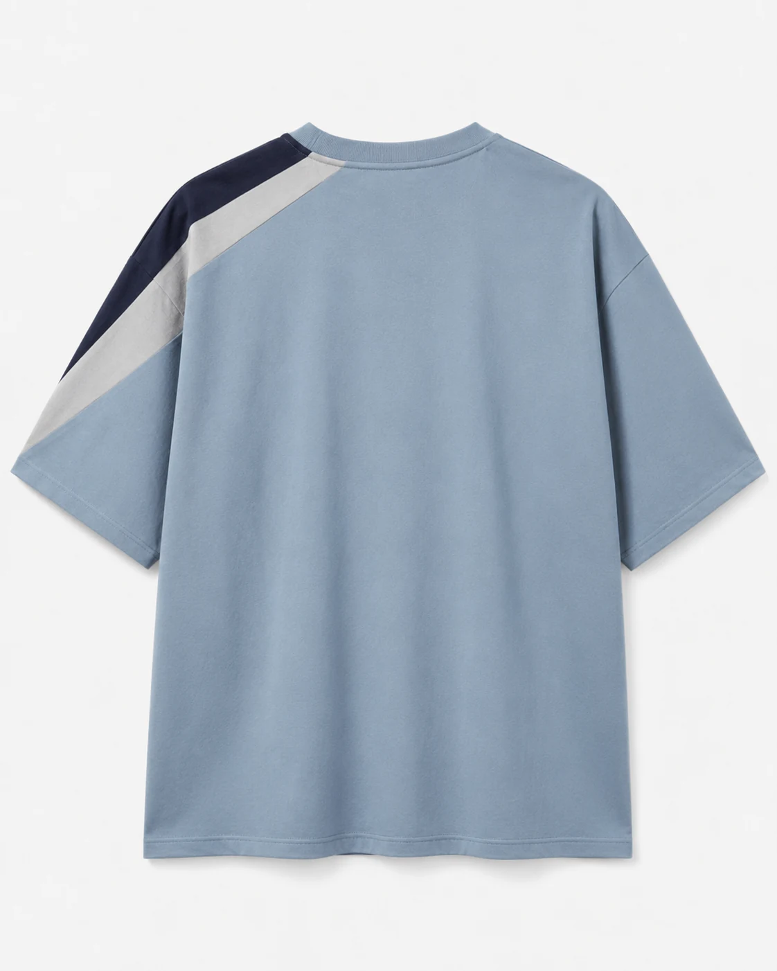Sky Panel blue colour-block round-neck T-shirt back view